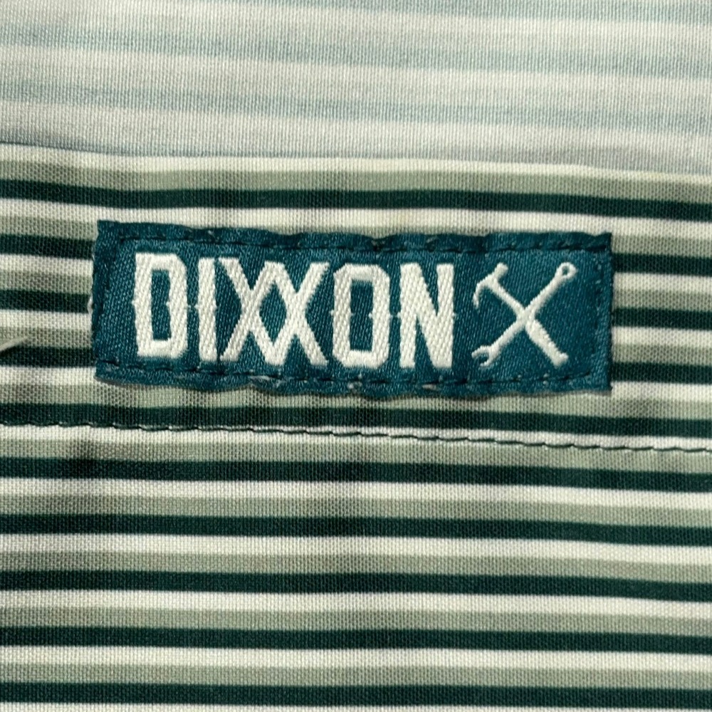 Dixxon The Benny Party Shirt Mens XL Green White Triple Stripe Short Sleeve - Picture 9 of 10